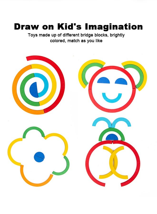 3 in 1 Puzzle, Tetris+Tangram+Colored Arch Building Blocks, Wooden Blocks Puzzle Brain Teasers 3D Puzzle Toy, Learning Educational Toy for Kids Ages 4-6 - Image 3