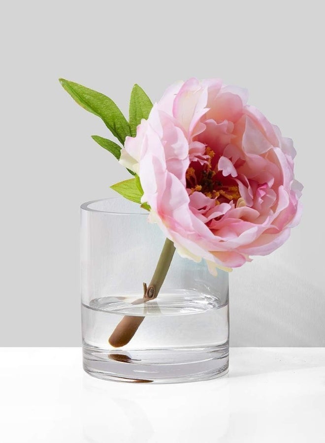 AKDC Serene Spaces Living Classic Clear Glass Cylinder Vase, Use For Floral Arrangements Or As Candleholder At Weddings, Parties, Events, Home Decor, Measures 4" Tall And 3.5" Diameter - Image 5