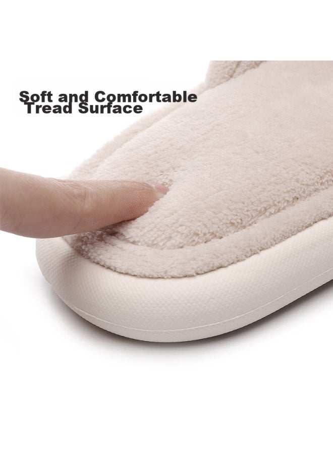GUOLUOFEI Guoluofei -style Wooden Floor Slippers, Open-cell Cotton, Women's Spring And Autumn Soft-soled, Men's Home All-season Couple Slippers, Beige, Size 40-41  - Image 4