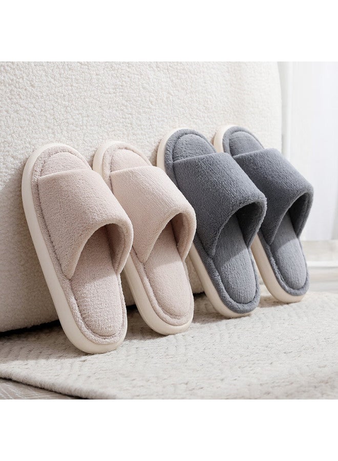 GUOLUOFEI Guoluofei -style Wooden Floor Slippers, Open-cell Cotton, Women's Spring And Autumn Soft-soled, Men's Home All-season Couple Slippers, Beige, Size 40-41  - Image 2