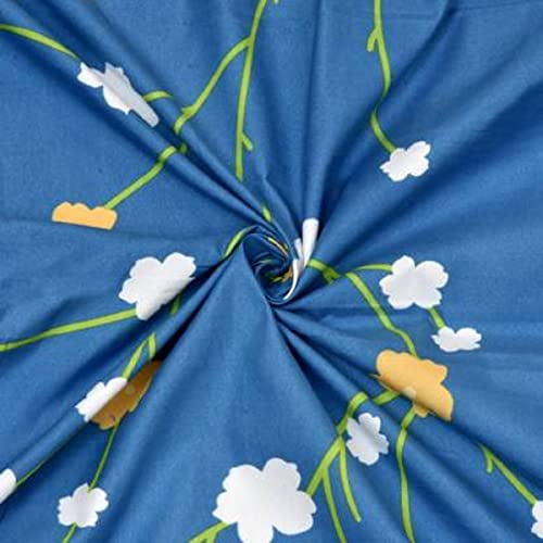 KAWI Cotton Blend Graceful Elastic Fitted Bedsheet with 2 Pillow Cover (72" X 78") – Blue White - Image 4