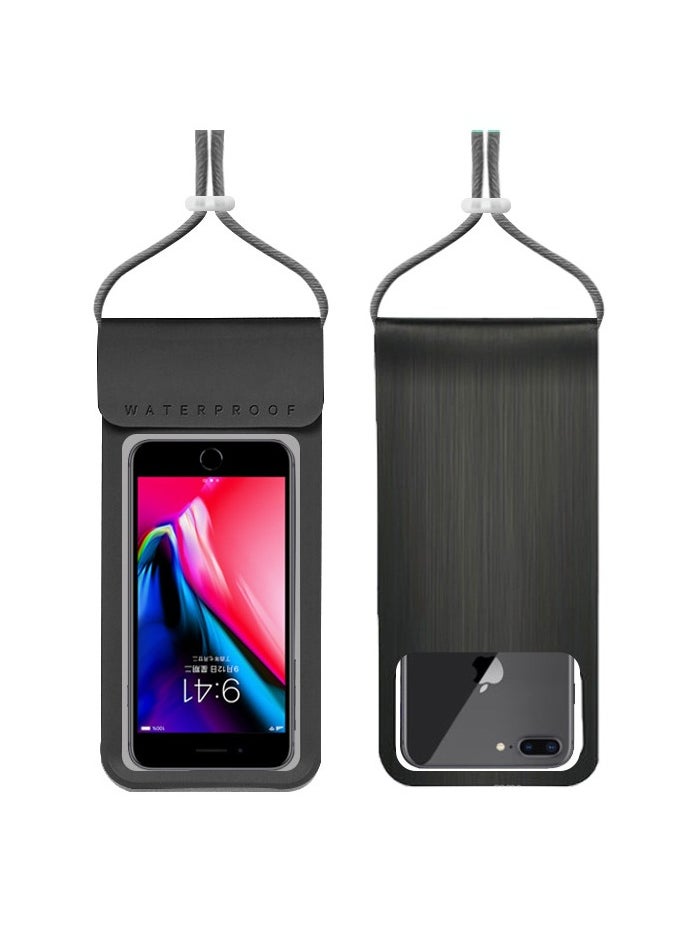 2-Pack Waterproof Phone Case 30M Underwate Waterproof Cell Phone Case with Adjustable Lanyard IPX8 Floating Waterproof Phone Pouch for 7.2'' (Black) 