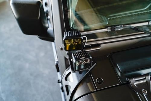 DV8 Offroad 50" Light Bar Mount for 2018-2026 Jeep Wrangler JL & 2020-2026 Gladiator JT | Optional 3" Pod Light Mounts | Sleek Low-Profile Design | Black Powder Coat (A-Pillar Dual Light Pod Mounts) - Image 4