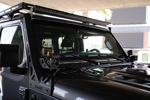 DV8 Offroad 50" Light Bar Mount for 2018-2026 Jeep Wrangler JL & 2020-2026 Gladiator JT | Optional 3" Pod Light Mounts | Sleek Low-Profile Design | Black Powder Coat (A-Pillar Dual Light Pod Mounts) - Image 2