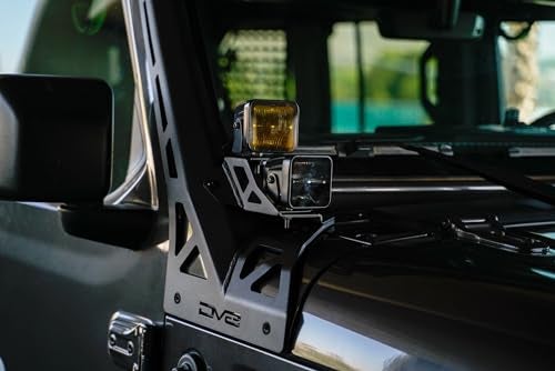 DV8 Offroad 50" Light Bar Mount for 2018-2026 Jeep Wrangler JL & 2020-2026 Gladiator JT | Optional 3" Pod Light Mounts | Sleek Low-Profile Design | Black Powder Coat (A-Pillar Dual Light Pod Mounts) - Image 3