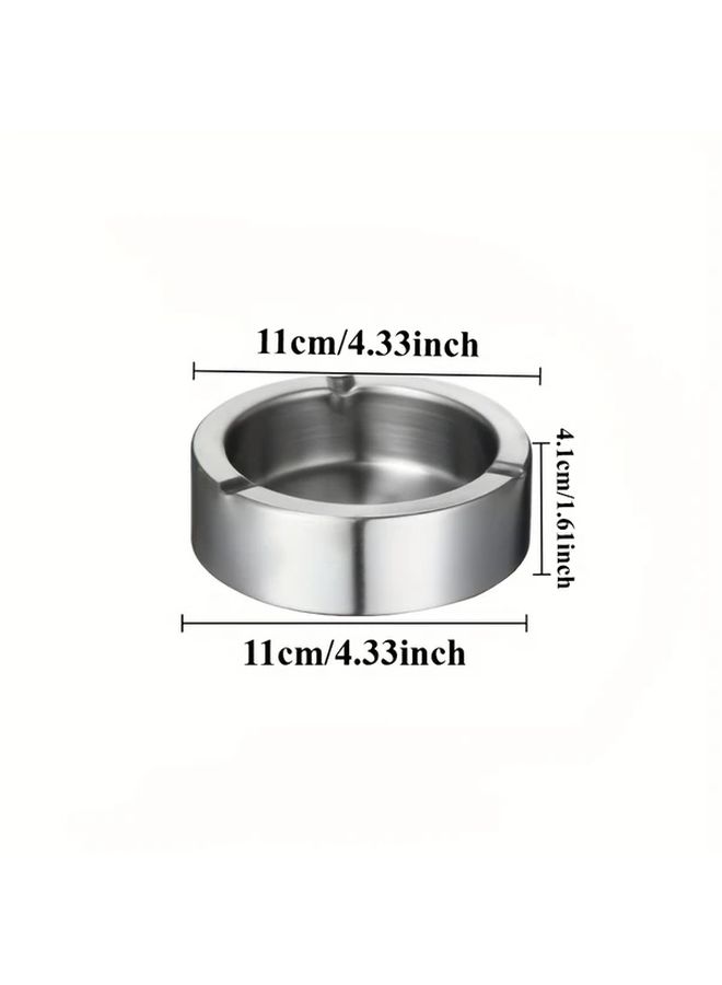 Thickened Silvery Stainless Steel Ashtray Round Luxury Design For Home Office Restaurant - Image 4