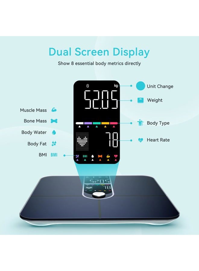 YOUSA Smart Scales for Body Weight, Dual Screen Display Digital Bathroom Scale High Accuracy Analyze 17 Body Composition Metrics Weight Watchers Scale for Body Weight Fat - Image 2