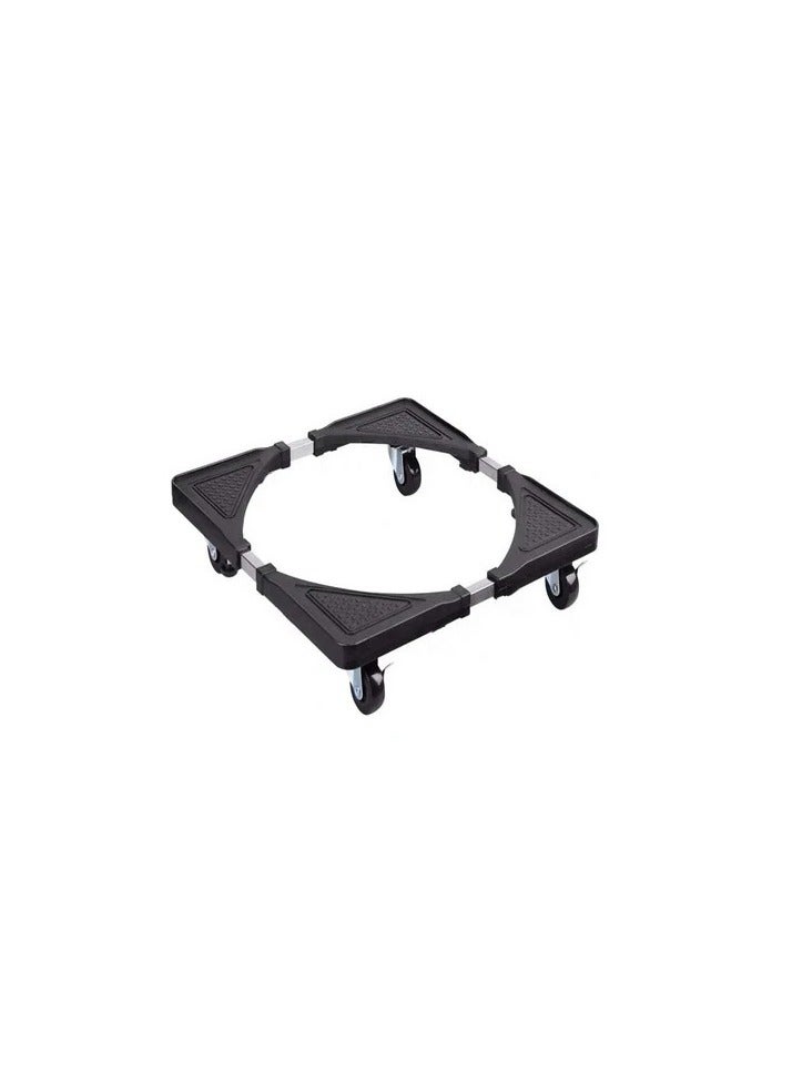 Multifunctional Adjustable Movable Base Stand for Washing Machine and Refrigerator - with Brake Wheels - Black - Image 2