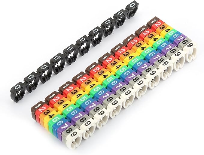 100PCS KCM 6MM 6 Square Meters Digital Tube Wire Number Labels Cable Colorful Markers - Image 1