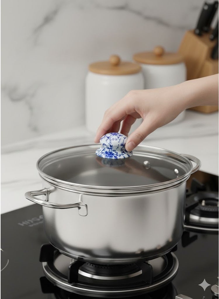 مقبض غطاء حلة بديل عالمي ومقبض قدر مقاوم للحرارة (تصميم رخامي/نقوش عصرية) – مقبض غطاء سهل الإمساك للأغطية الزجاجية والمعدنية وجميع أواني الطبخ – طقم استبدال متين بمسامير وغسالات (جوانات) – أدوات مطبخ أساسية - عبوة من 3 قطع - Image 3