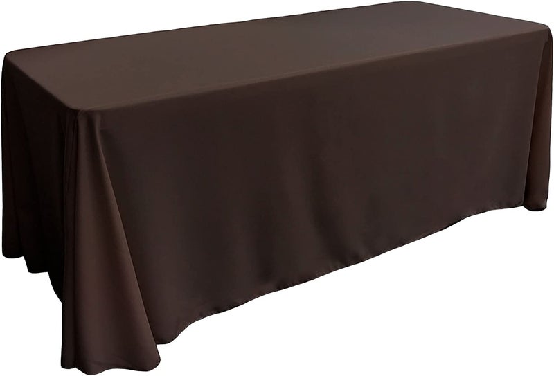 LA Linen Polyester Poplin Washable Rectangular Tablecloth Stain and Wrinkle Resistant Table Cover 90x132 Fabric Table Cloth for Dinning Kitchen Party Holiday 90 by 132Inch Brown