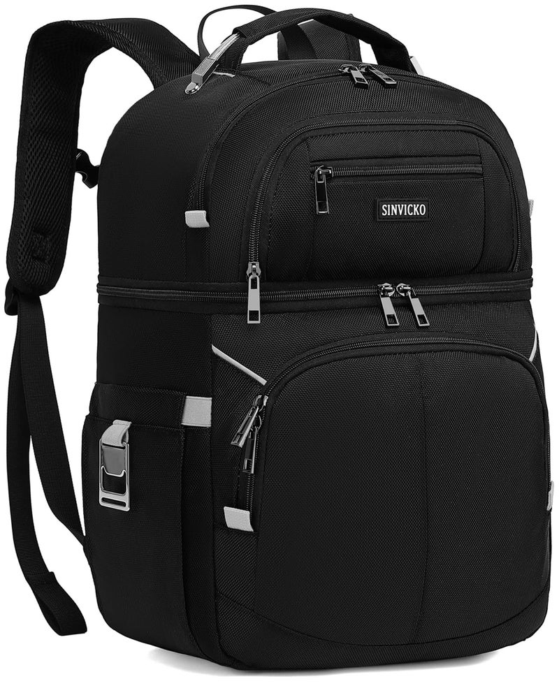 SINVICKO Cooler Backpack,Double Deck Leakproof Cooler Bag,Insulated Backpack Cooler Lunch Backpack for Men Women,Grey & Black - Image 1