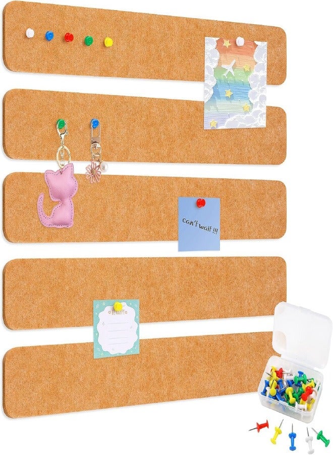 Generic 5 Pack Bulletin Board Strips, Felt Pin Board Bar with 35 Push Pins Self-Adhesive Felt Bulletin Board for Office School Home Wall Decoration, for Organize Memo, Photos, Display  - Image 1