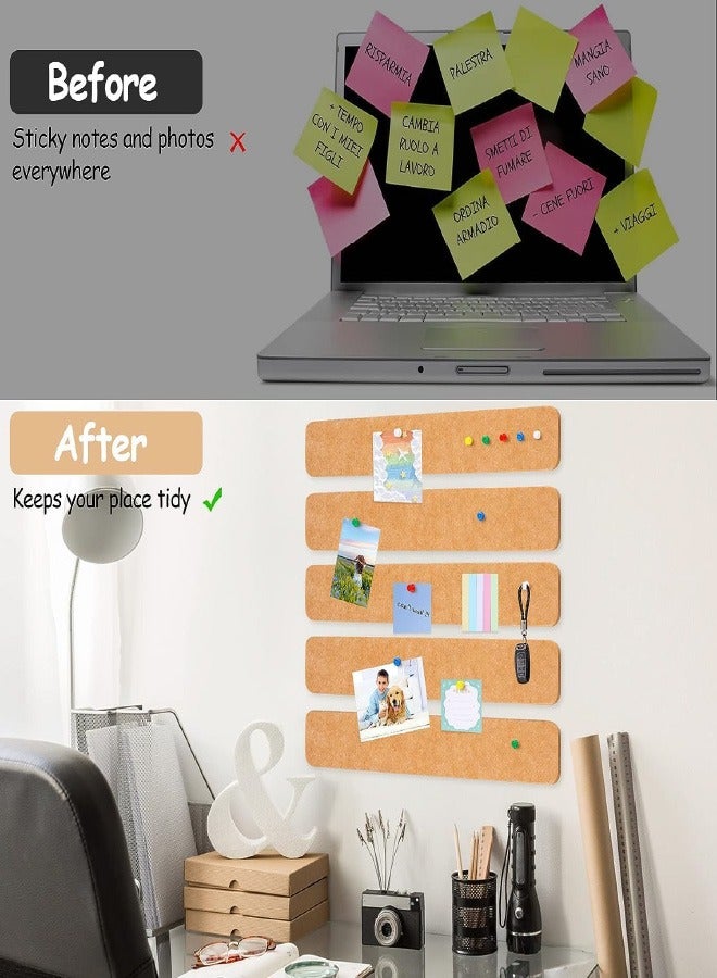 Generic 5 Pack Bulletin Board Strips, Felt Pin Board Bar with 35 Push Pins Self-Adhesive Felt Bulletin Board for Office School Home Wall Decoration, for Organize Memo, Photos, Display  - Image 3