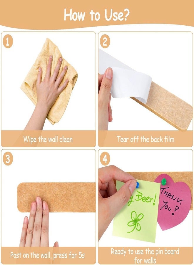 Generic 5 Pack Bulletin Board Strips, Felt Pin Board Bar with 35 Push Pins Self-Adhesive Felt Bulletin Board for Office School Home Wall Decoration, for Organize Memo, Photos, Display  - Image 4