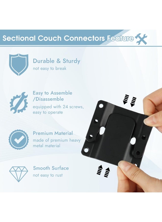 سونسر موصلات أريكة مقطعية، حوامل أثاث معدنية مكونة من 4 قطع مع براغي، أسود - Image 5