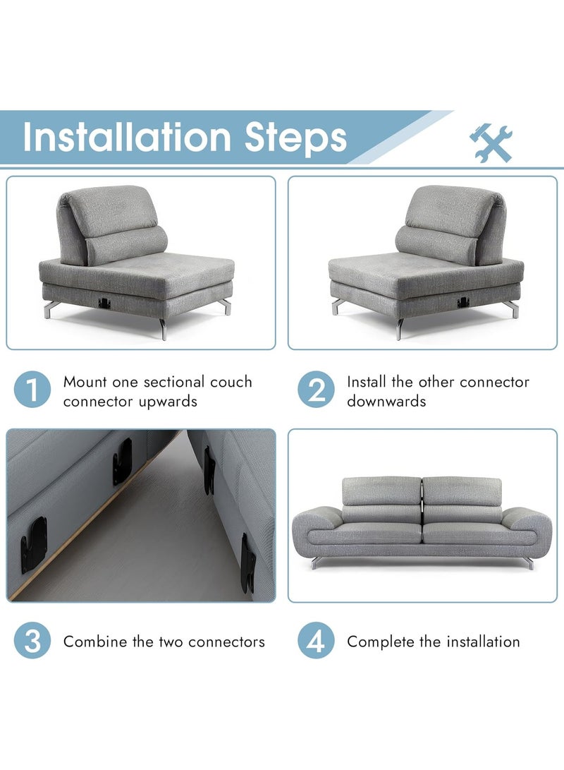 سونسر موصلات أريكة مقطعية، حوامل أثاث معدنية مكونة من 4 قطع مع براغي، أسود - Image 4