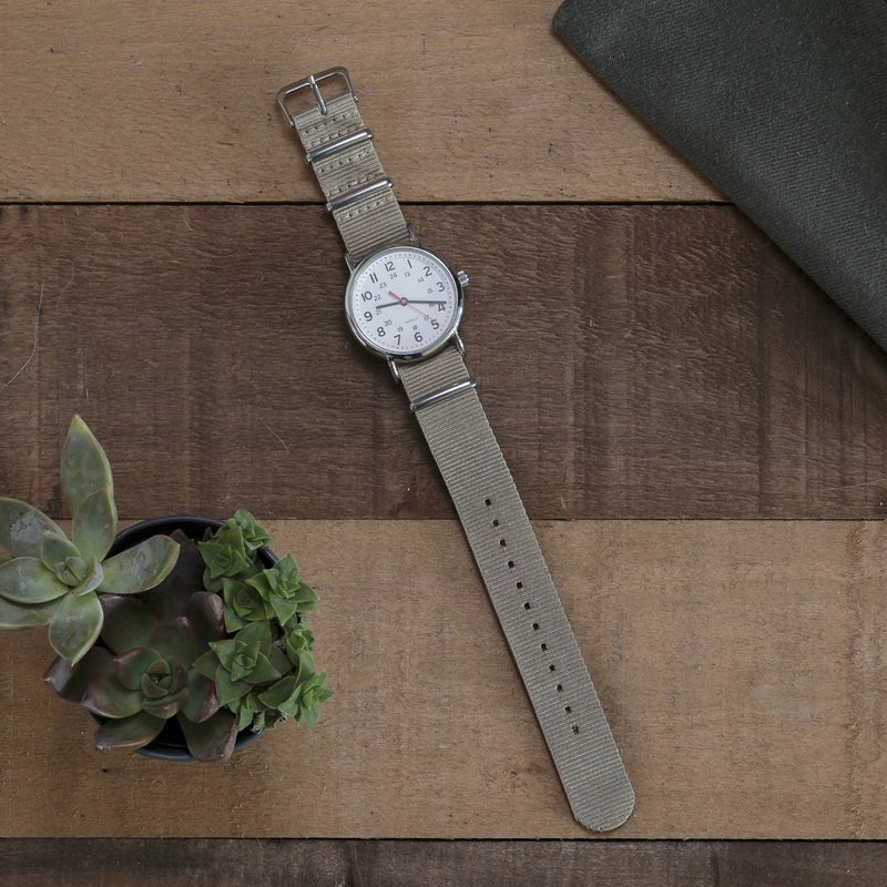 Benchmark Basics Nylon Watch Band - Waterproof Ballistic Nylon One-Piece Military Watch Straps for Men & Women (20mm, Khaki Tan) - Image 3