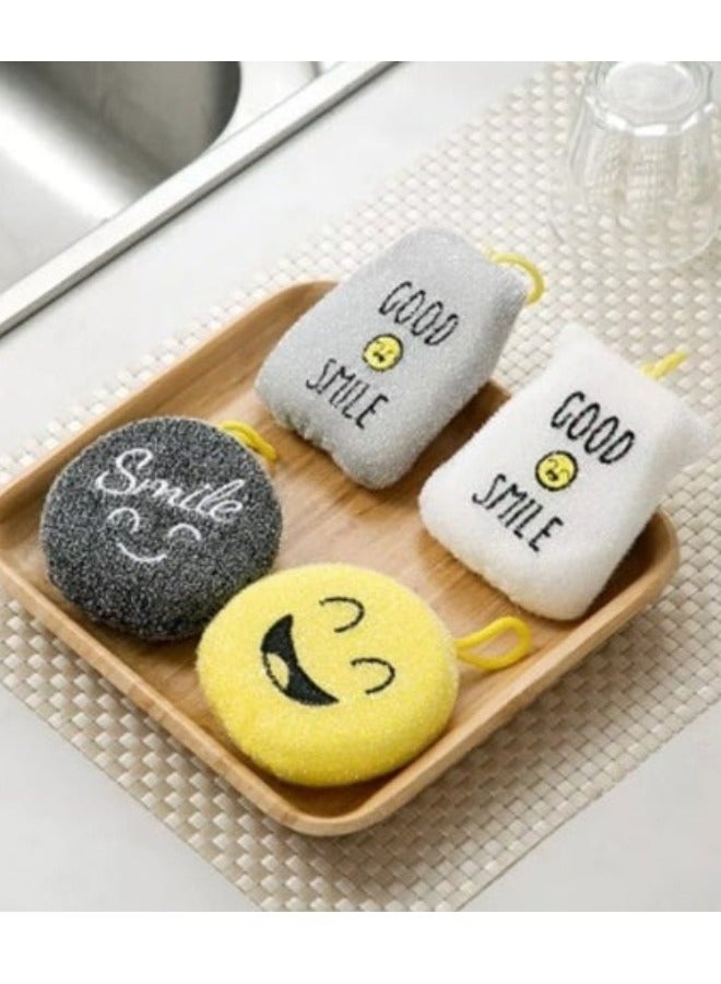 عبوة من 4 قطع إسفنجية تنظيف فعالة وطويلة الأمد - إسفنجة غسيل الأطباق متعددة الأغراض من الألياف الدقيقة - Image 1