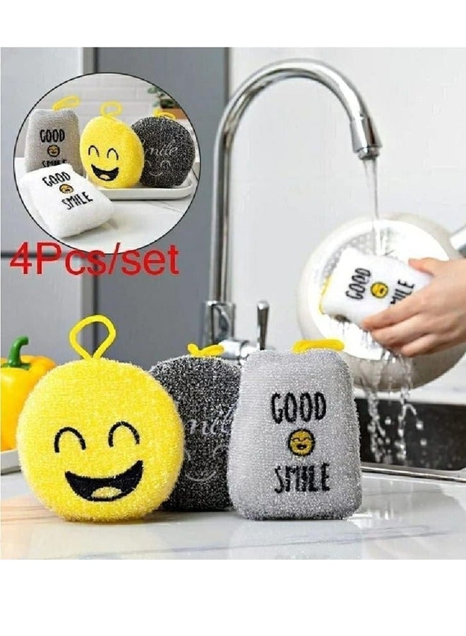 عبوة من 4 قطع إسفنجية تنظيف فعالة وطويلة الأمد - إسفنجة غسيل الأطباق متعددة الأغراض من الألياف الدقيقة - Image 2