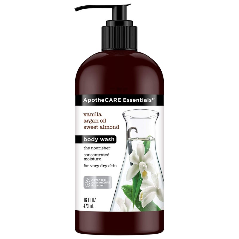 ApotheCARE Essentials The Nourisher Body Wash, Vanilla, Argan Oil, Sweet Almond, 16 oz