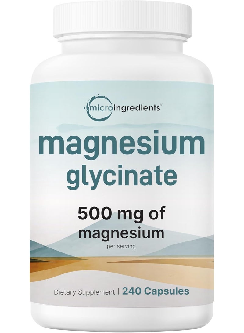 microingredients Magnesium Glycinate 500mg Per Serving, 240 Capsules | Potent Elemental Form, 100% Chelated, High Absorption | Healthy Muscle, Bones, & Mood Support Supplement - Image 3