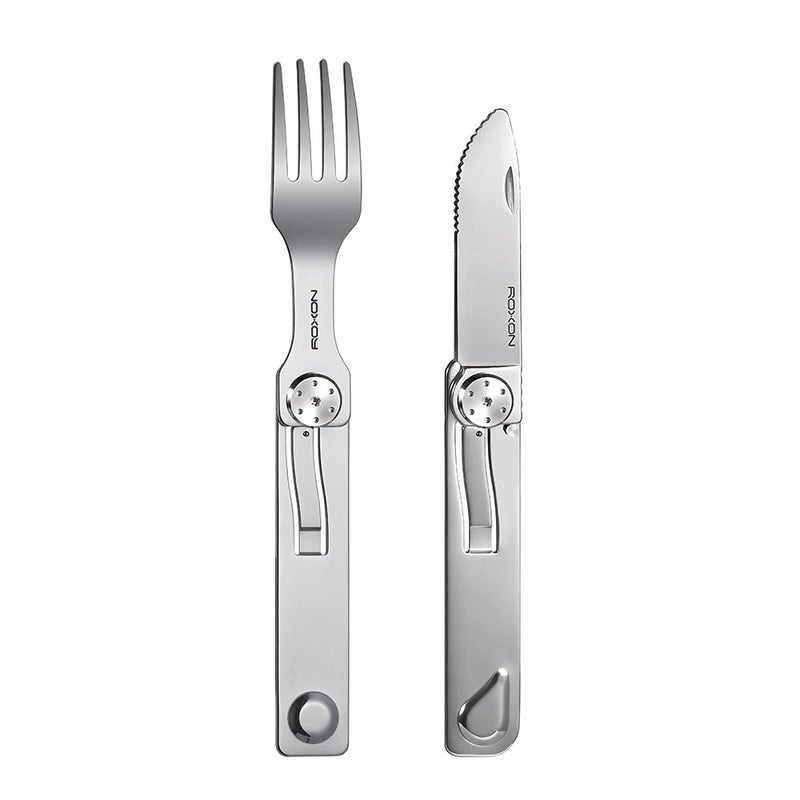 Roxon C3 Camping Utensil Folding Cutlery 2 in 1 Detachable EDC Tool with Fork & Knife for Outdoor, Camping, Hiking, Easy to Carry Tableware - Image 2