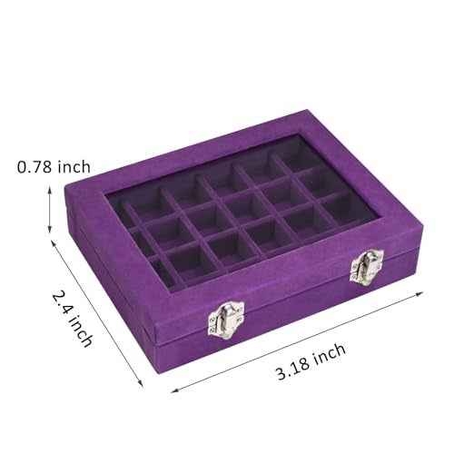 Vicoter Velvet Jewelry Box 24 Grid Jewelry Ring Display Organiser Box Tray Holder Earrings Storage Case for Girls Wife Mom Women (Purple) - Image 2