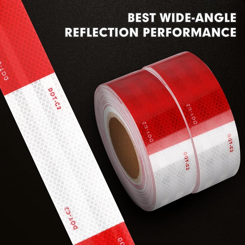 WAENLIR 2 inch x 200Feet Reflective Safety Tape DOT-C2 Waterproof Red and White Adhesive Conspicuity Tape for Trailer, Outdoor, Cars, Trucks - Image 5