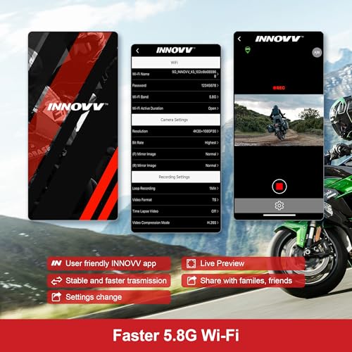 INNOVV K7 Motorcycle Dash Cam, 2K + 2K Front and Rear Camera with EIS Anti-Shake, Motorcycle DashCam with 24hr Sentry Mode, Emerg Auto Save GPS, App Connect, IP67 Waterproof, Max Support 512 GB - Image 5