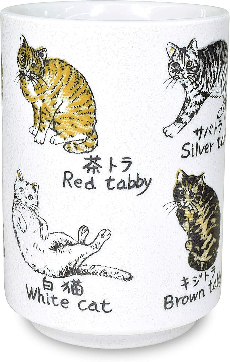 Mino Ware Traditional Japanese Yunomi Tea Cups Japanese Cat Design for Green Tea Matcha Tea - Image 2