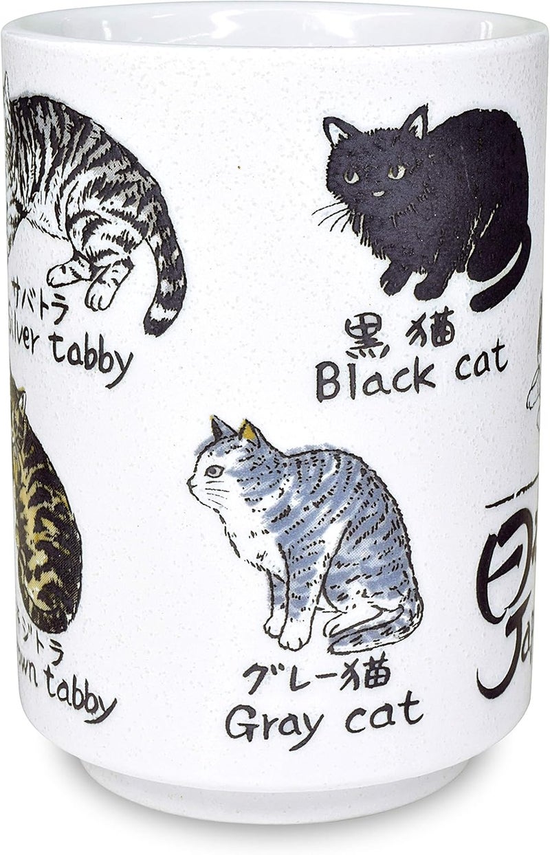 Mino Ware Traditional Japanese Yunomi Tea Cups Japanese Cat Design for Green Tea Matcha Tea - Image 3