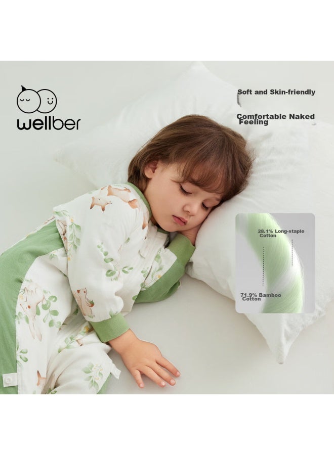 Wellber Sleeping Bag For Children Aged 3-6, Baby Front 6 Back 4 Skin-friendly Breathable Pajamas Spring Summer Eden Blue 2XL - Image 2