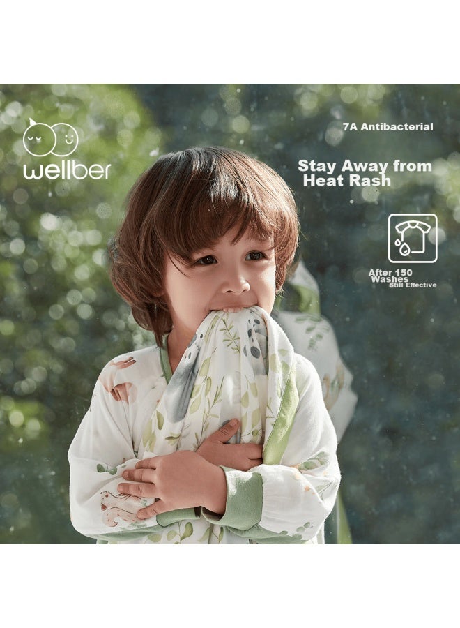Wellber Sleeping Bag For Children Aged 3-6, Baby Front 6 Back 4 Skin-friendly Breathable Pajamas Spring Summer Eden Blue 2XL - Image 3