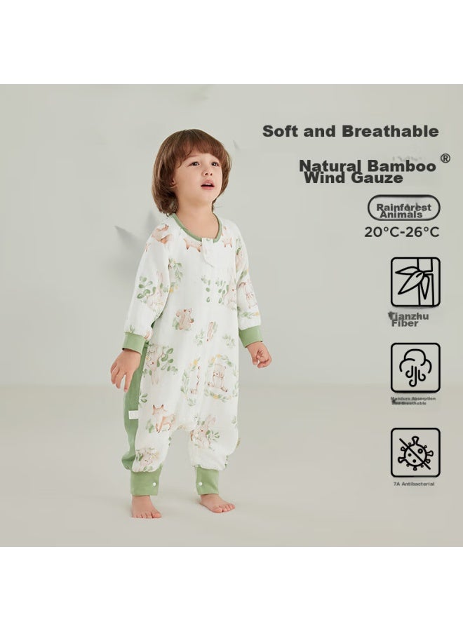 Wellber Sleeping Bag For Children Aged 3-6, Baby Front 6 Back 4 Skin-friendly Breathable Pajamas Spring Summer Eden Blue 2XL - Image 1