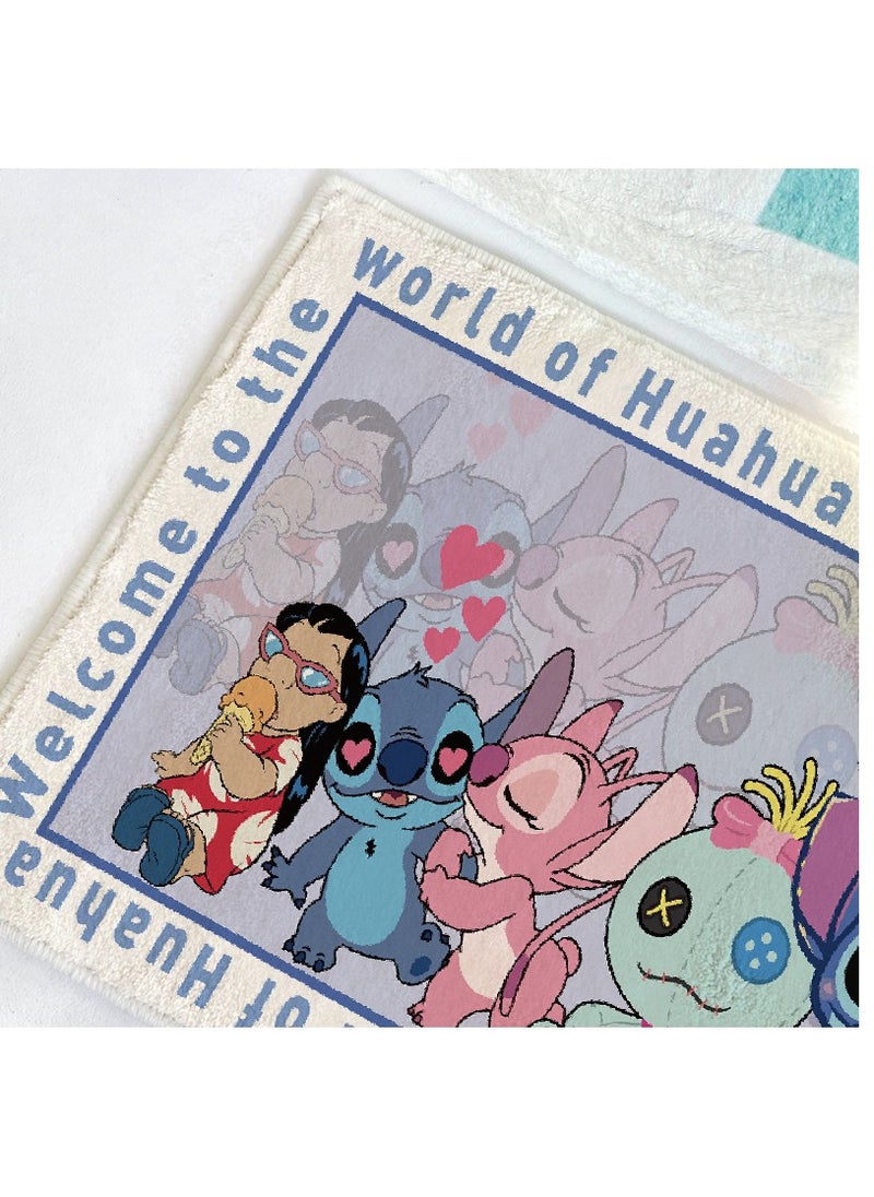 STITCH بطانية سرير من الكشمير المقلد بنمط غرزة كرتونية، سجادة غرفة المعيشة، أريكة طاولة القهوة، وسادة قدم غير قابلة للانزلاق، سجادة ديكور لغرفة النوم (الحجم: 50 سم × 140 سم)  - Image 3