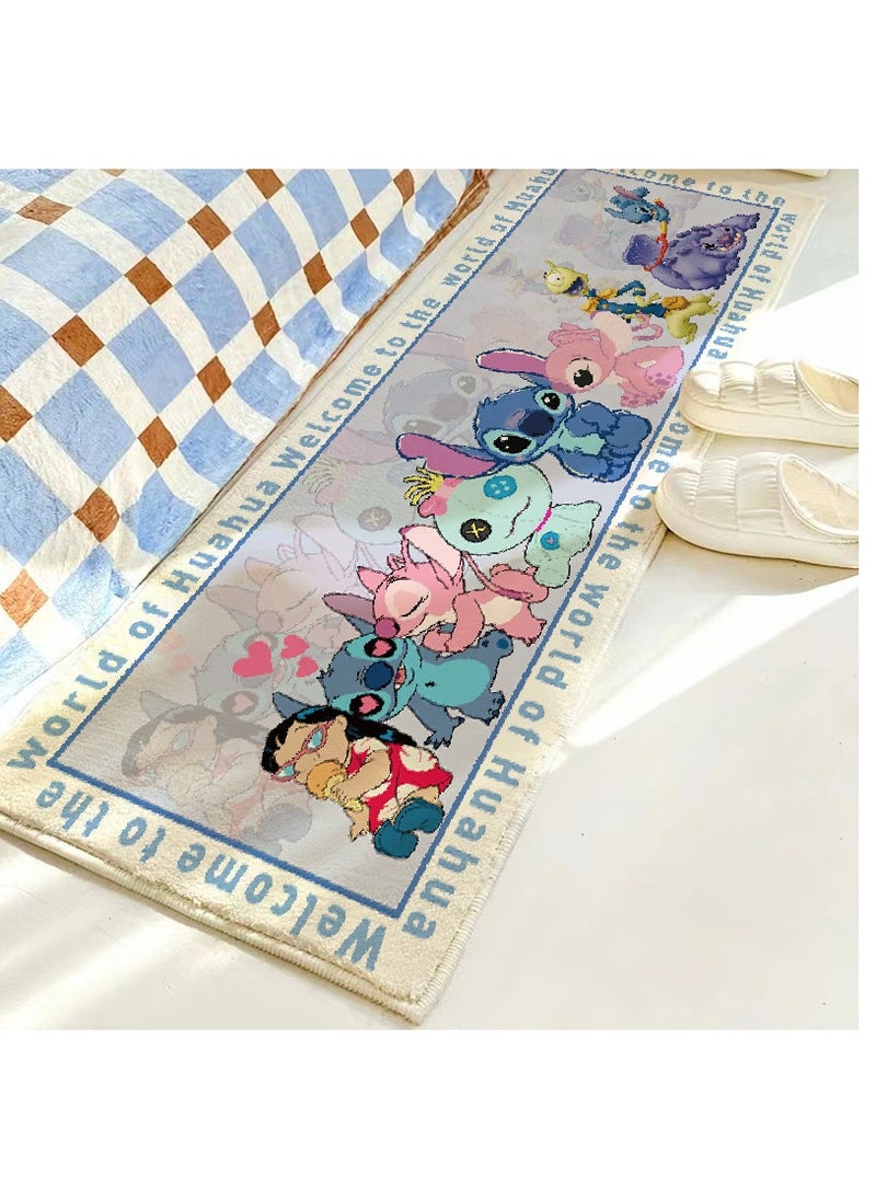 STITCH بطانية سرير من الكشمير المقلد بنمط غرزة كرتونية، سجادة غرفة المعيشة، أريكة طاولة القهوة، وسادة قدم غير قابلة للانزلاق، سجادة ديكور لغرفة النوم (الحجم: 50 سم × 140 سم)  - Image 2