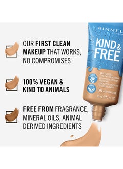 RIMMEL LONDON Kind & Free Foundation - 001 - Fair Porcelain, 30ml  - Image 4