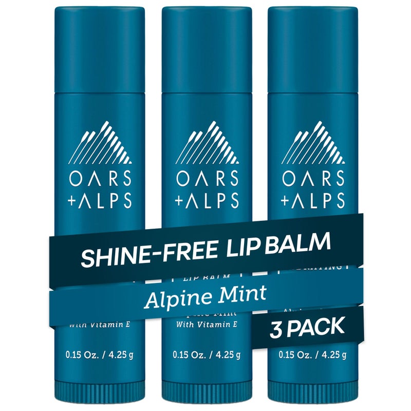 Oars + Alps Clear Lip Balm for Men & Women, Ultra Hydrating Lip Care Infused with Vitamin E, Moisturizing, Nourishing, Paraben, Sulfate, Alcohol & Shine Free, Alpine Mint Scent, 0.45oz, 3pk - Image 1