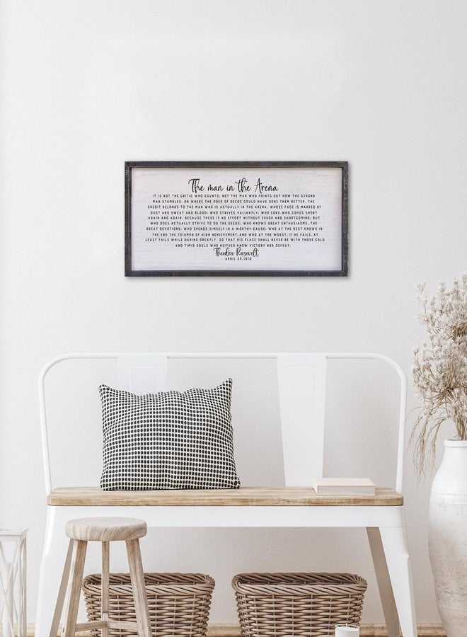 Surfapans The Man In The Arena Inspirational Signs 32”X12”Home Decor Sign Office Wall Decor Motivational Signs Office Signs (Black) - Image 3