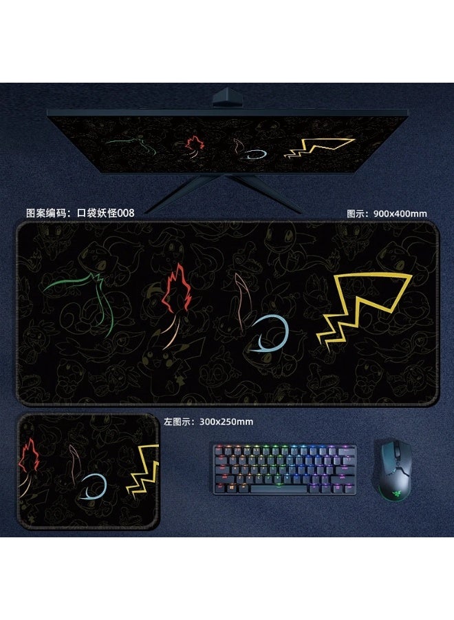 pokemon Mouse Pad Large Mouse Pad for Computer Non Slip Rubber Base 900*400*3mm  Home Office Long Stitched Edge Mouse Mat for Laptop
