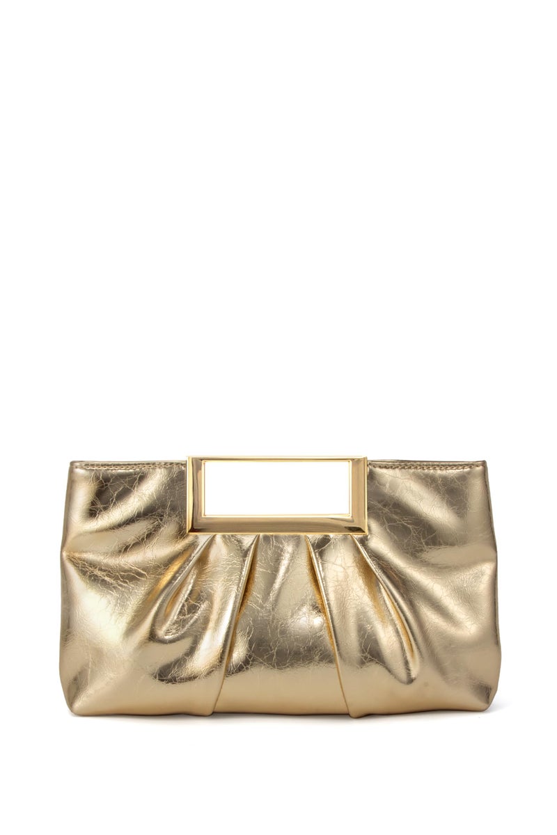 CARIEDO Evening Clutch Purse Gold PU Leather for Women - Vegan Leather Wedding Bag with Chain Strap for Bride Bridal Party - Image 1
