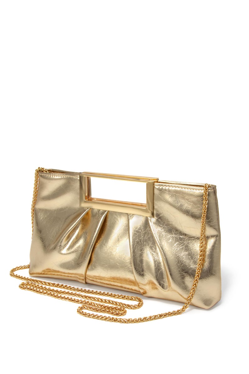 CARIEDO Evening Clutch Purse Gold PU Leather for Women - Vegan Leather Wedding Bag with Chain Strap for Bride Bridal Party - Image 3