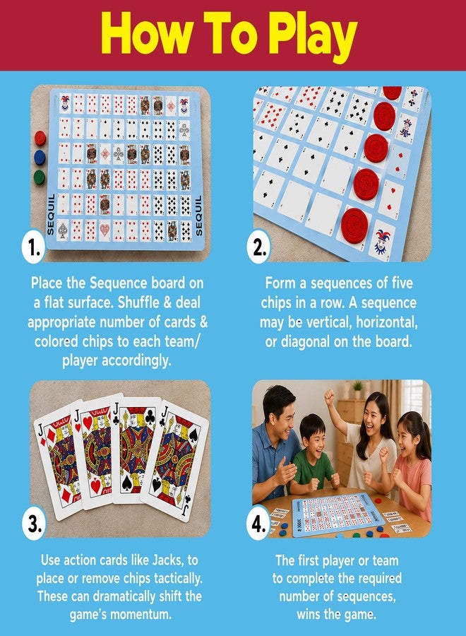 Little Berry Sequil Board Game for Kids & Adults | Strategy Card & Board Game with Chips | Family Party Game Night | Educational Thinking Game | 2–12 Players | Indoor Fun Game for Ages 7+ - Image 3