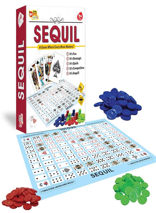 Little Berry Sequil Board Game for Kids & Adults | Strategy Card & Board Game with Chips | Family Party Game Night | Educational Thinking Game | 2–12 Players | Indoor Fun Game for Ages 7+ - Image 1