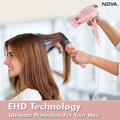 Nova NHP 8202 Premium 1400 Watts Hot and Cold Foldable Hair Dryer for Women (Pink) - Image 3