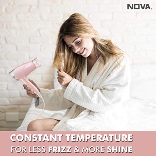 Nova NHP 8202 Premium 1400 Watts Hot and Cold Foldable Hair Dryer for Women (Pink) - Image 5