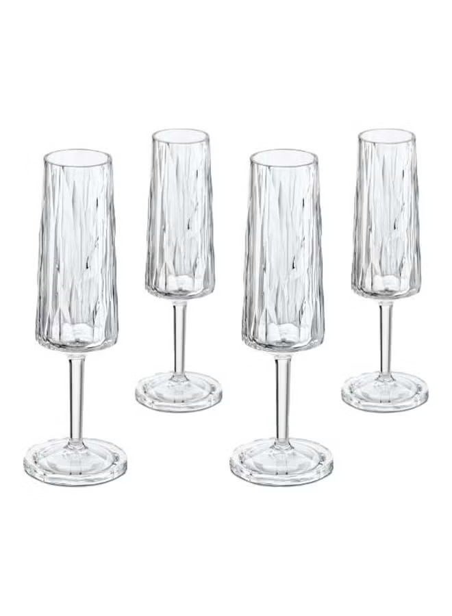 Koziol Champagne Flute Glass Transparent Club No 14 100ml, Polycarbonate (Pack of 4) - Image 1