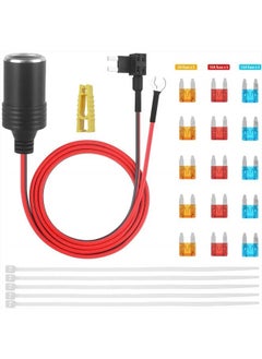 Car Cigarette Lighter,Jtron 1set 1m Car Cigarette Lighter Adapter Add-a-Circuit TAP Adapter Lead 1.0mm Cable with 12V Fuse Holder for Micro/Mini/Standard ATM APM Blade Fuses (Small)