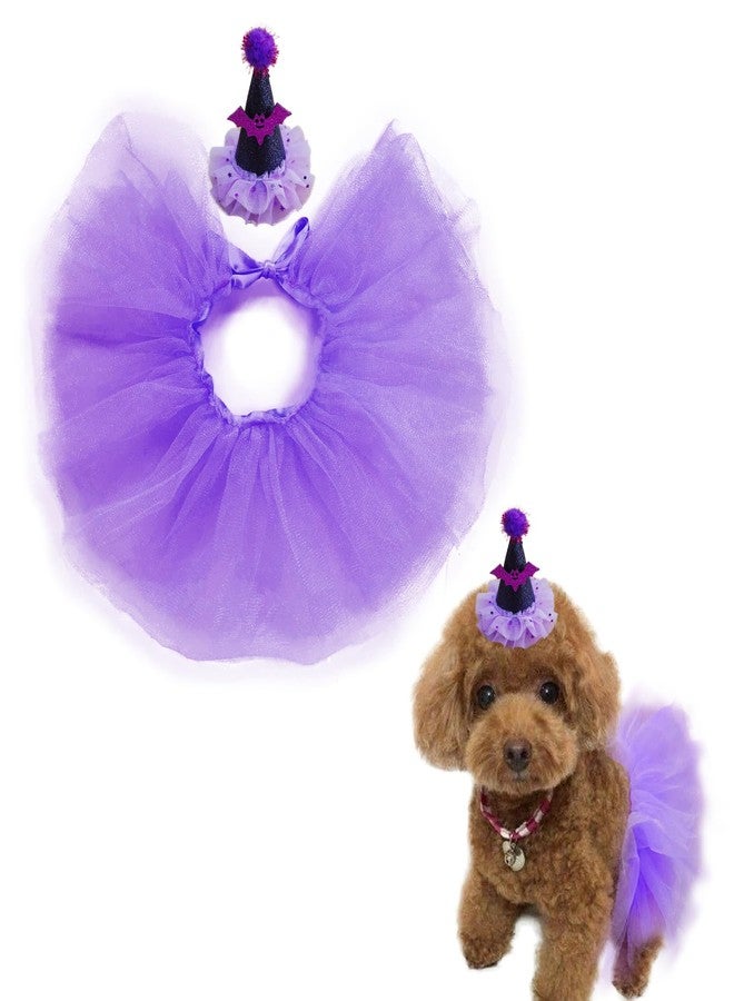 ZARSIO Halloween Dog Costume Set Purple Halloween Hat and Tutu Skirt for Cats and Small Dogs - Image 1